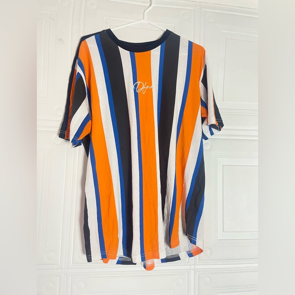 Orange Blue White Stripe top - Size Medium